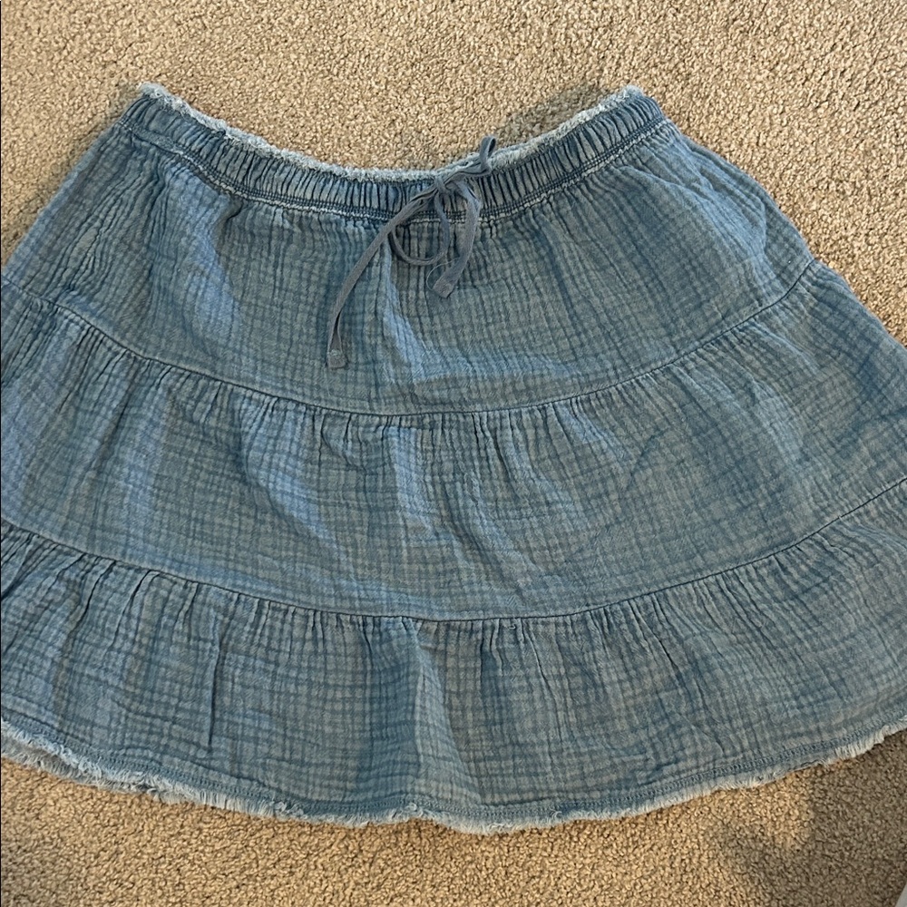 aerie Light Blue Tiered Gauze Skirt